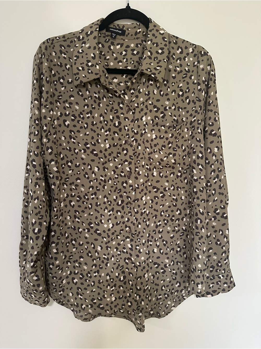 mittoshop Olive Leopard Print Button-Down Shirt